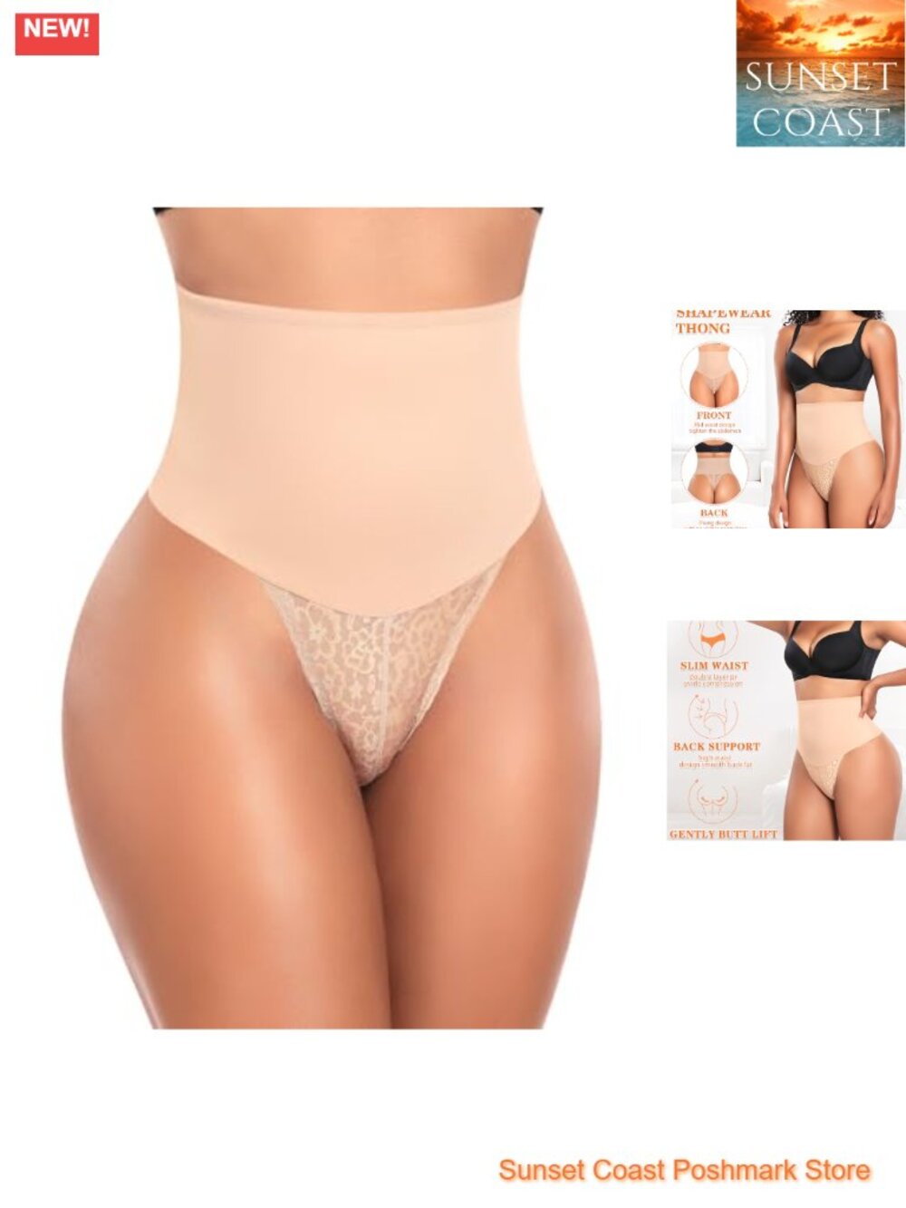 Tummy Control Thong High Waist Shapewear Lace Shaping Underwear